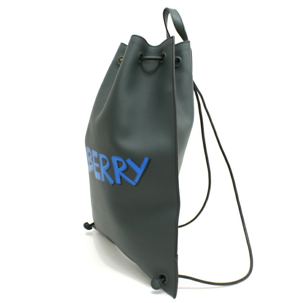 Burberry Graffiti Bonded Leather Drawcord Backpack Green - Picture 2 of 9